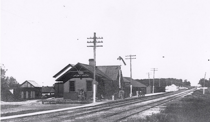 Depot  Poplar Grove, IL
On the KD line between Harvard and Rockford.  Photo taken in 1918.  Submitted by Brian Landis.
Keywords: depot Poplar Grove