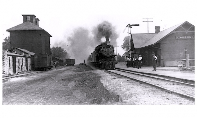 Depot  Capron, IL
On the KD line between Harvard and Rockford.  Photo circa early 1900s.  Submitted by Brian Landis.
Keywords: depot Capron