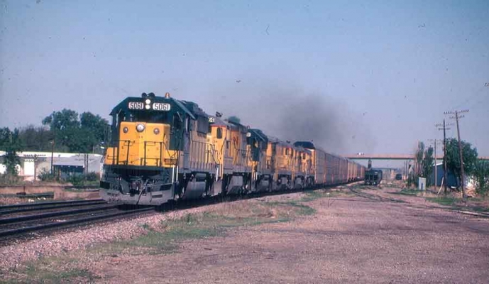 GP50  5061  Carroll, IA
GP50 5061 leads 5 units westbound through Carroll.  Bob Baker photo, 5-1980
Keywords: GP50  5061  Carroll, IA