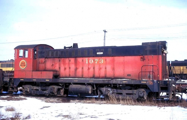 DS-4-4-1000  1073  Oelwein, IA
Balwin unit 1073 at Oelwein. IA on 2-10-73.  Formerly CGW #32, this unit was retired during October, 1972 and never received yellow and green paint.  Joe Stauber photo/Mike Guss collection
Keywords: DS-4-4-1000  1073  Oelwein, IA
