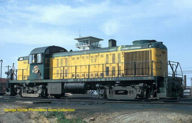RS2  57
RS2 #57 was one of the early former CGW RS-2 repaints, and also one of the earlier RS-2 retirements.  Photographed at Oelwein, IA on 5-20-72 by George Horna/Mike Guss collection
Keywords: 57 RS2 Alco
