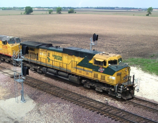AC4400CW  8828  Rochelle, IL
CNW #8828 led a Sheboygan coal train eastbound through Rochelle on May 16, 2004.  Photo taken from Dement Road bridge on May 16, 2004.  Jerry Krug photo.
Keywords: Dement Rochelle coal  AC4400CW  8828
