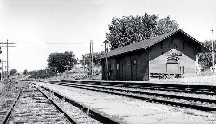 Depot  Merrimac, WI
Merrimac is on the Wyeville to Madison route, 26 miles west of Madison.  Photo taken 8-15-1948.  C&NW Historical Society Archives collection.


Keywords: Depot  Merrimac, WI
