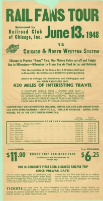 Rain Fans Tour June 13, 1948
430 miles of travel from Chicago to Green Bay and back.  From the collection of Nick Jenkins.
